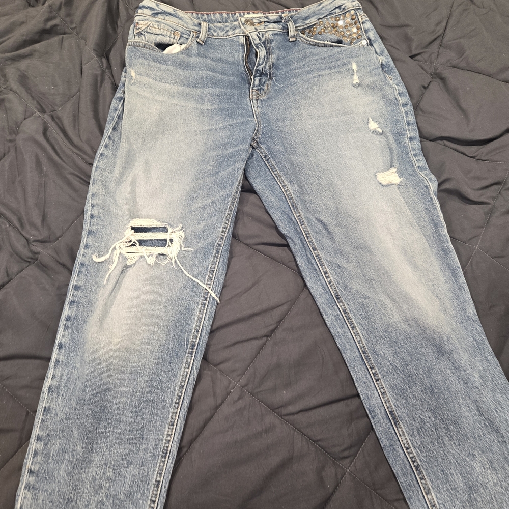 Maurices Light Blue Distressed Boyfriend Jeans